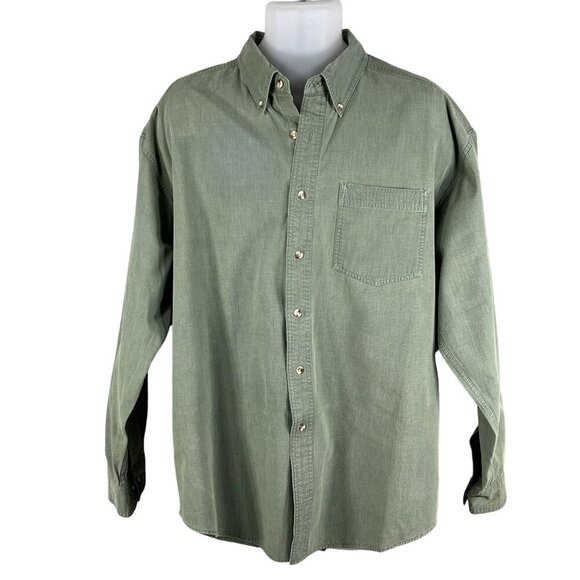 L.L. Bean Mens XL Kelly Green Heavyweight Button Shirt Long Sleeve Jamaica Made - Picture 1 of 16